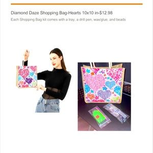 Diamond Daze Shopping Bag, with chart slip, drill pen, tray, wax/glue and beads
